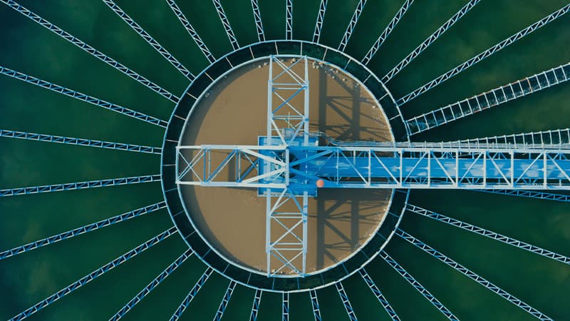 Aerial Top View Of Drinking Water Treatment Plant
