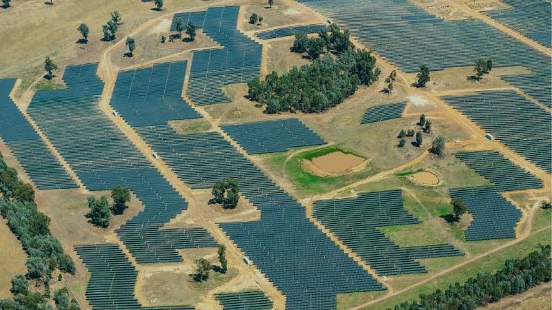 Aerial View Of Solar Farm In Australia
