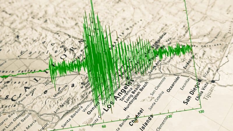 Seismic Wave Over Los Angeles Map