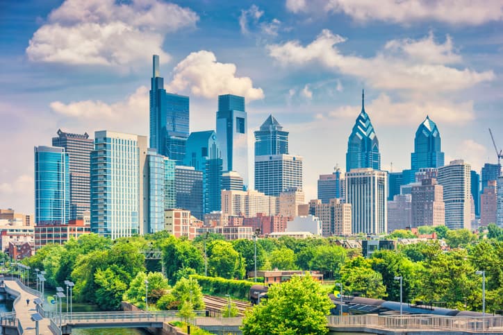 Skyline Of Downtown Philadelphia Pennsylvania USA