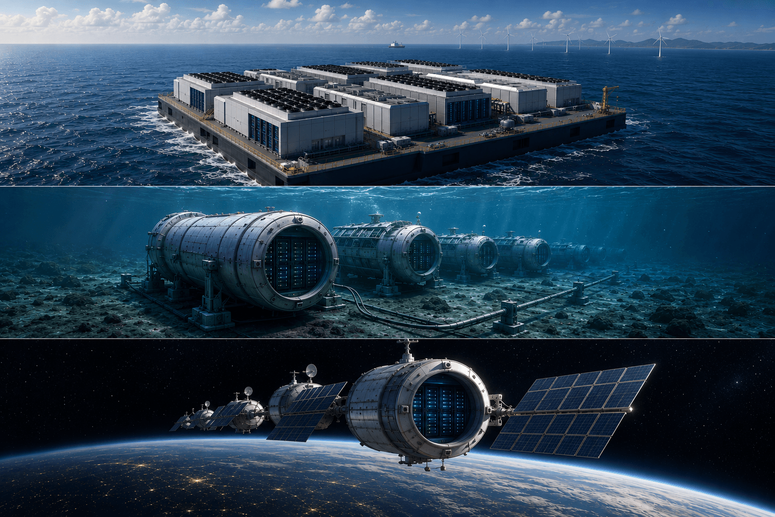 Data Center At Sea, In Space And Under The Sea