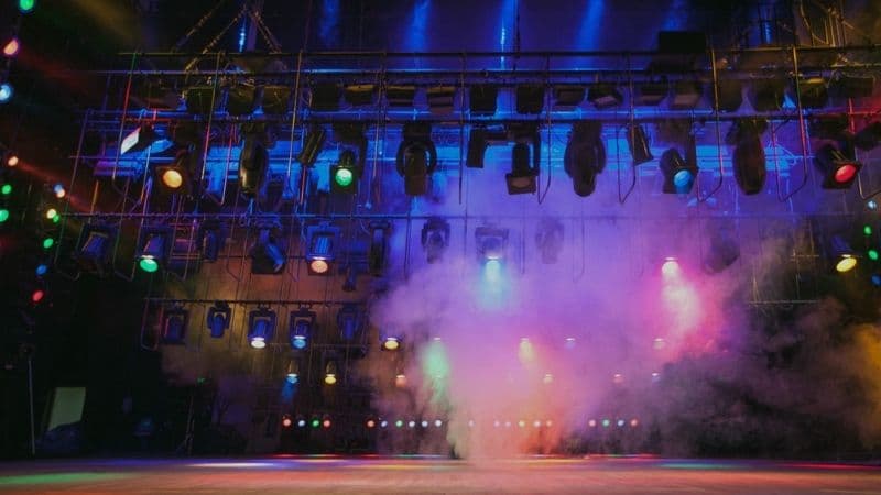Lighting Equiptment On A Well Lit Stage